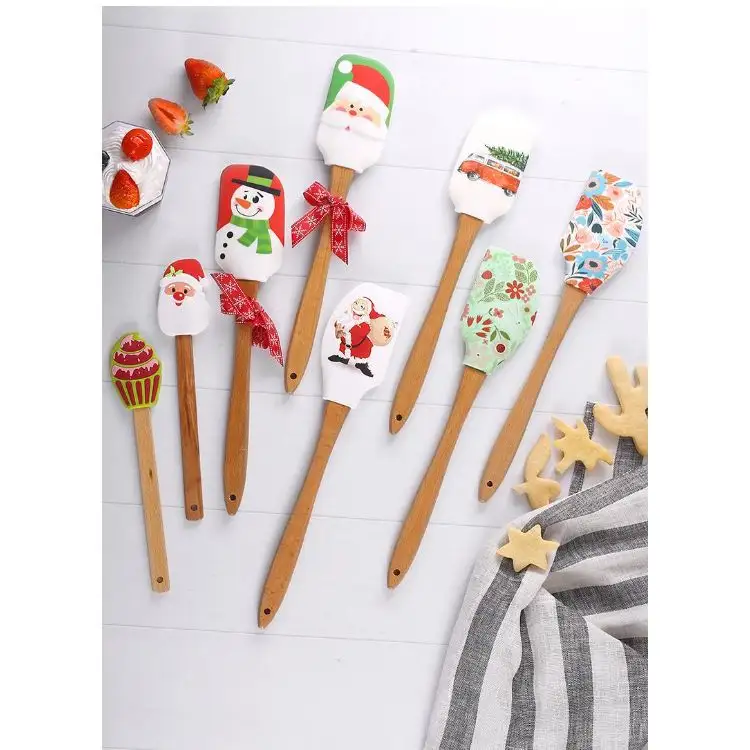 Christmas Spatula Set Cartoon Children Baking Dessert Cake Kitchen Utensils Tools Silicone Scraper