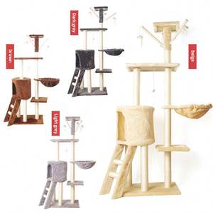 Kinghon - Torre para Gatos de Madera Moderna y Alta, de Color Gris, de Piso a Techo, con Múltiples Niveles - Product Image 5