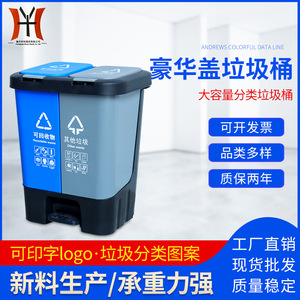 ถังขยะพลาสติกแบบสองช่อง 20 ลิตร ทรงสี่เหลี่ยม HDPE สำหรับรีไซเคิล ใช้ได้ทั้งภายในและภายนอกอาคาร แบบสองสี - Product Image 2