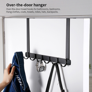 Hotel Household Fittings Metal <strong>Door</strong> Hanging Clothes Rack Kitchen Solid Black <strong>Over</strong> <strong>the</strong> <strong>Door</strong> Steel Bathroom - Product Image 3