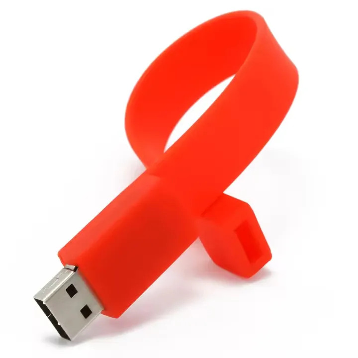 Bracelet en caoutchouc de silicone élastique promotionnel pas cher bracelets usb usine mémoire clé USB rouge bleu noir blanc clé usb