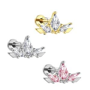 Titanium Piercing Jewelry Heart Shape Zircon <b>Studs</b> For Lip Ear <b>Cartilage</b> Body Jewelry ASTM F136 Titanium Plated - Product Image 5