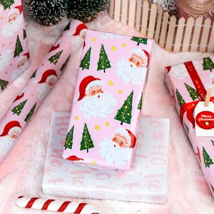 Pink Christmas <b>Wrapping</b> <b>Paper</b> Roll 17x33 Feet Girly Santa Design Recyclable Gift Craft <b>Paper</b> - Product Image 6