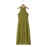 PB&ZA Robe Midi Femme Nouvelle Collection Été 2026, Style Plage Doux, en Chiffon Superposé Décoratif, Col Halter, Robe Vestidos
