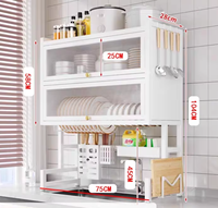 Égouttoir de Cuisine Double Couche Moderne en Métal, Organiseur de Vaisselle Multi-Fonctionnel Anti-Poussière avec Drainage pour Usage Domestique