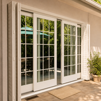 Portes coulissantes en verre pour patio, 4 panneaux, aluminium, double vitrage, rupture de pont thermique, design grille, pour villa, jardin, projet de maison résidentielle