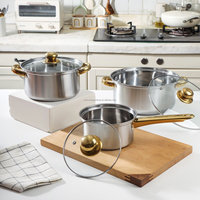 Ensemble de 12 casseroles et poêles en acier inoxydable, poêle à frire antiadhésive, ensembles de batterie de cuisine