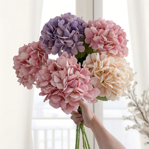 Large Single Stem Hydrangea Cloth Handmade Artificial Flowers, Artificial Single Branch Hydrangea for Wedding Hall Home Decor - Product Image 4