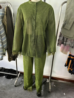 Nouvelle Collection 2025 – Ensemble 2 Pièces Femme : Haut à Manches Longues et Col Montant en Plumes, Couleur Unie, Tendance Décontractée, en Polyester/Coton Antistatique
