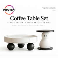 Ensemble de tables basses rondes avec rangement, style crème, design moderne minimaliste et créatif, meubles de salon, OEM ODM, vente en gros