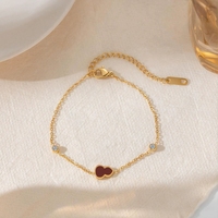 Nouvel ensemble collier et bracelet gourde en émail rouge et zircon, élégant et vintage
