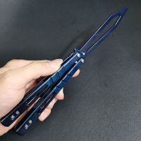 Couteau d'entraînement tout acier finition miroir, manche en acier, 23,6 cm, pour exercices de maniement, sans entretien, non affûté, pour tours de magie