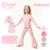 WEIWEI Ensemble de vêtements de yoga pour filles, best-seller, pantalon de yoga évasé taille haute avec poches, toucher doux, idéal pour l'école, la gym, la danse