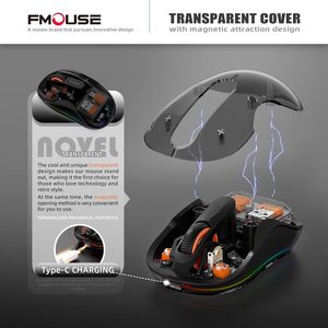 Transparent <b>Wireless</b> Mouse Tri-Mode Black Rechargeable Silent mouse 3 Devices Portable mice for Desktop Laptop Pad <b>PC</b> - Product Image 2