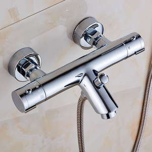 Thermostatic Shower <b>Set</b> All Copper Faucet Body Concealed Valve 2 Handles 3.5-4.9gpm Jet <b>Spray</b> For Bathtub - Product Image 1
