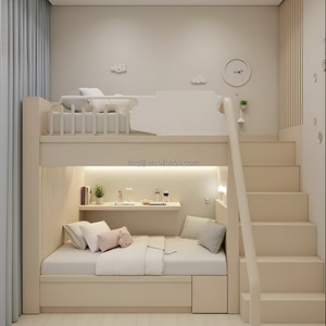 Letto a Castello Moderno per Bambini a Due Piani, Salvaspazio, in Legno Massello, Confortevole, Multifunzionale ed Ecologico - Product Image 1