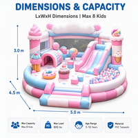 Toboggan gonflable géant sur le thème du pays des bonbons 6x6m, aire de jeux gonflable rose et bleue, château gonflable en PVC, capacité de 10 personnes