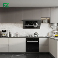 Meubles de cuisine modernes en panneaux alvéolaires en aluminium, en forme de L, blanc clair, résistants à l'humidité et sans formaldéhyde