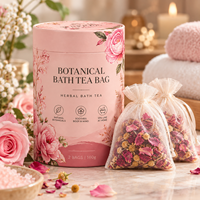 Teh Mandi Herbal Alami Berlabel Pribadi OEM, Kantong Teh Mandi Bunga Mawar Lavender Chamomile untuk Spa di Rumah