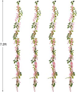 Guirlande de fleurs artificielles DAMAI Wisteria, 4 pièces, fleurs suspendues pour la maison, le jardin, les cérémonies en plein air, l'arche de mariage, la décoration florale - Product Image 6
