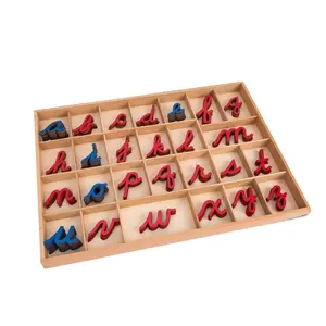 Kinder lernen holz montessori educatiaonal cursive alphabet spielzeug Kleine Cursive Bewegliche Alphabet