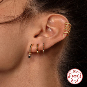 Pendientes de Plata de Ley S925 con Forma de Gota de Agua, Pendientes de Aro de Colores Creativos y Modernos, Más Vendidos en el Extranjero - Product Image 3