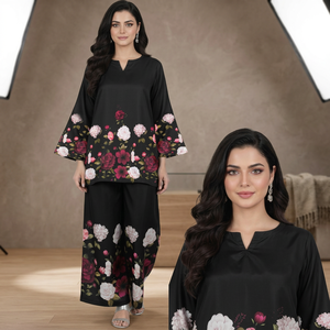 Fusion Luxury Corduroy Edition <b>Women's</b> Formal 2-<b>Piece</b> <b>Suit</b> Sets Winter Premium Self Corduroy for Material Floral Printed - Product Image 2