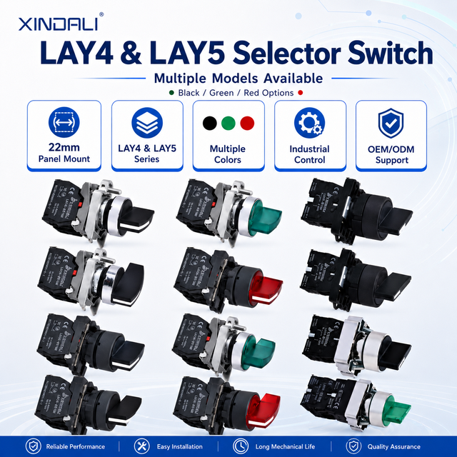 22mm XB2 Type LAY4 LAY5 Selector Switch 2 Position 3 Position Rotary Switch for Industrial Control Panel