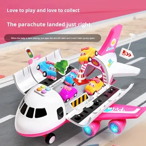 Avion de dessin animé rose transformable pour filles, jouet éducatif pour le développement de l'intelligence, avec lumière et musique, rangement intégré, télécommande en plastique - Product Image 2