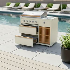 Griglia a Gas Indipendente a 5 Bruciatori di Alta Qualità per Barbecue all'Aperto con Funzione Infrarossi Posteriore e Cassetto a Chiusura Morbida - Product Image 2