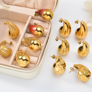 ต่างหูห้อยทรงหยดน้ำรูปหัวใจแบบกลวง ชุบทอง 14/18K  วัสดุสแตนเลสหนา  สำหรับทุกเพศ  เหมาะสำหรับเป็นของขวัญวันครบรอบ - Product Image 2