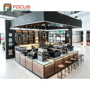 Professional Cafe Service Counter Natural Oak Finish Coffee Bean Display Area Commercial Cafe Counter - Product Image 3