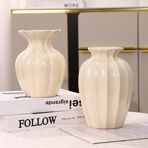 Juego de Jarrones de Cerámica Mystic Arts, Color Blanco Lechoso, Estilo Moderno Minimalista, Decoración para el Hogar, Decoración de Mesa de Sala de Estar, Flores Secas - Product Image 3