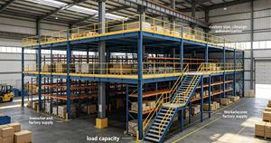 Custom Steel Mezzanine Floor Platform with Stair and Guardrail for Industrial Warehouse - Product Image 2