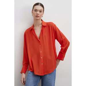 Camisa de Viscosa Naranja para Mujer, con Botones, Estilo Casual para el Día a Día, Blusa de Chifón - Product Image 3