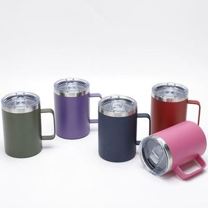 Taza de Café de Acero Inoxidable 304 con Asa, Aislada al Vacío, 12oz 14oz 16oz 24oz, Gran Capacidad, Recubrimiento en Polvo, para Negocios - Product Image 1