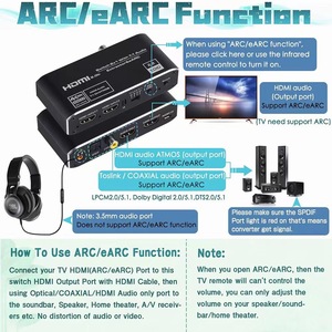 Hardrock New Metal 20b Switch 2-in-1-Out Audio <span class=keywords><strong>Splitter</strong></span> avec <span class=keywords><strong>EARC</strong></span> 4K/60Hz 7.1 Support Emballage en cuir FCC CE - Product Image 4