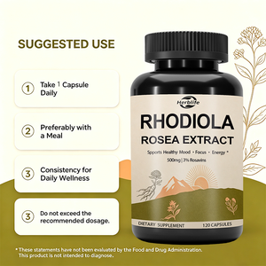 Extrait de Rhodiola Rosea 500mg 3% Rosavins en Capsules - Complément Adaptogène pour l'Amélioration de l'Humeur et de l'Énergie, Marque Privée OEM Disponible - Product Image 4