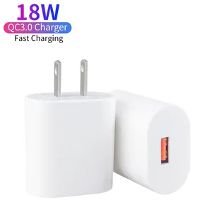 Wholesale UE US Plug Travel Charger 18W Fast Charging Single USB Charger QC 3.0 Portable Charger For Cell Phone Android iphone