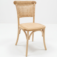 Chaise en rotin tressé MULIGNA style ferme, 23 trous, pour intérieur, extérieur, café, mobilier de salle à manger en bois et rotin naturel
