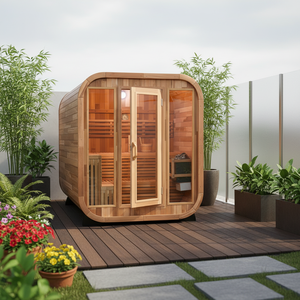 Sauna de vapor húmedo tradicional con diseño de cubo de cedro canadiense, sauna para el hogar y sala de vapor combinada. - Product Image 1