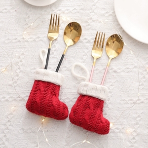 Mini chaussettes de Noël en tricot, porte-couverts festifs, housses de couverts de table pour fourchette, cuillère, couteau, décoration de Noël, cadeau de <span class=keywords><strong>retour</strong></span> de Noël - Product Image 1