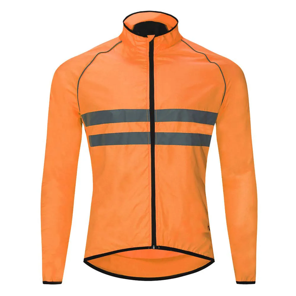 Wholesale Custom 100% Polyester Quick Dry Breathable Men's Windbreaker High Visibility Reflective Bicycle Cycling Jacket