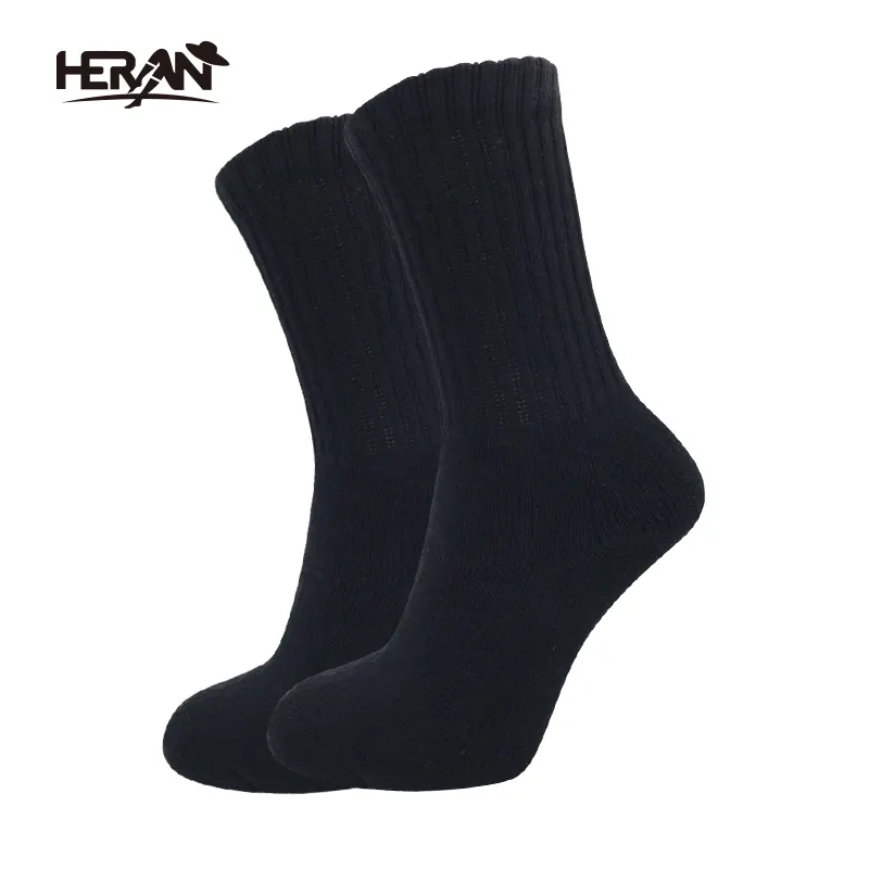 Cotton material black solid color socks for men basic sports socks