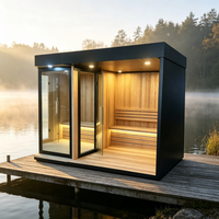 Cabine de sauna en hemlock pour patio extérieur, combinaison douche vapeur, poêle traditionnel, vapeur sèche et humide