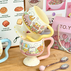 Dragon Nest Ceramic <b>Mug</b> 301-400ml With Spoon Heat Resistant Cute Cartoon Design For Girls Home Use Gift - Product Image 2