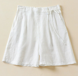 Shorts amples <span class=keywords><strong>taille</strong></span> haute élastique en coton et lin pour <span class=keywords><strong>femme</strong></span>, nouvelle collection été 2026, décontracté, <span class=keywords><strong>grande</strong></span> <span class=keywords><strong>taille</strong></span>, amincissant, avec logo - Product Image 1