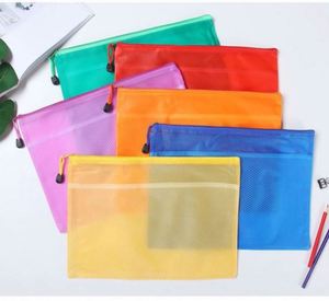Lot de 6 pochettes à fermeture éclair en maille A4, sacs pour documents en PVC imperméables, couleurs assorties, organiseur de fichiers pour le bureau, l'école et les voyages - Product Image 3