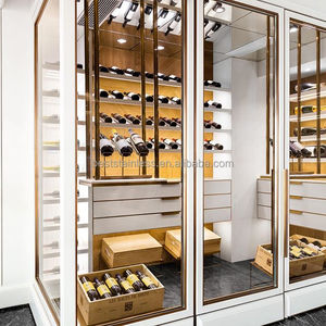 Modern Home <strong>Mini</strong> Luxury <strong>Drawer</strong> Lighted Black Furniture Coffee Wine Cellar Bar Showcase Living Room Cabinets with Glass Display - Product Image 3