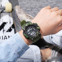 Jam Tangan Pria Outdoor Sport Tali Silikon Kamuflase Tahan Air Multifungsi Gaya G Jam Tangan Fashion Jalanan